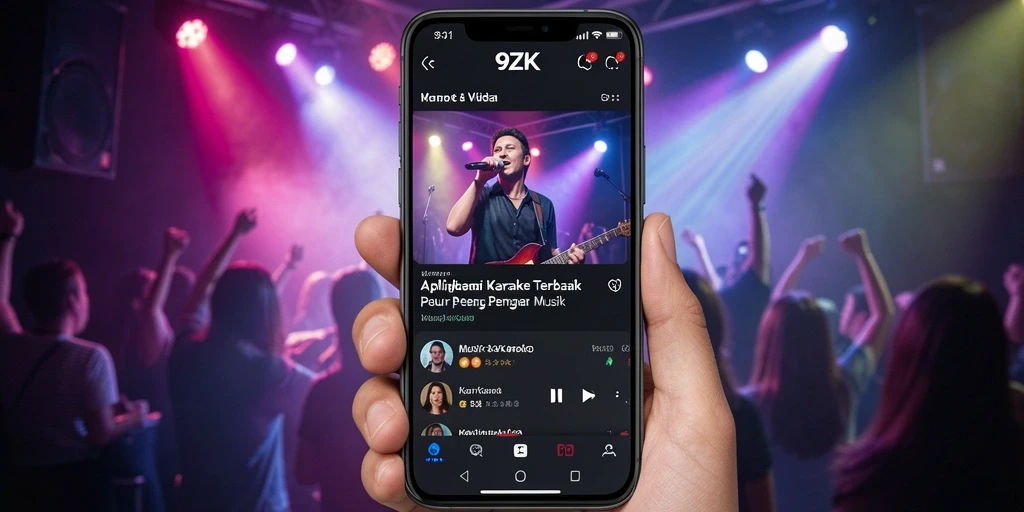 Antarmuka aplikasi 9ZK dengan banyak pilihan lagu karaoke.