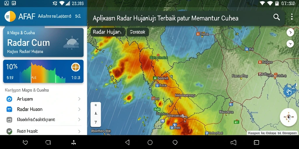 Antarmuka aplikasi AFAF menampilkan peta Radar Hujan yang informatif.