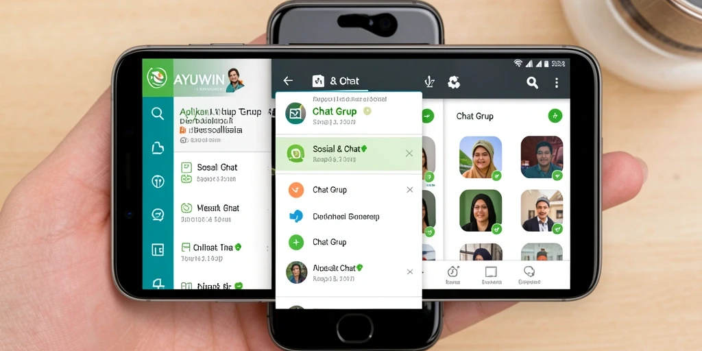 Antarmuka AYUWIN dengan fungsi Chat Grup yang intuitif dan menarik.