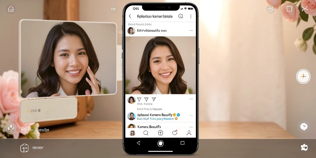 Antarmuka pengguna ID66 menunjukkan berbagai fitur Kamera Beautify.
