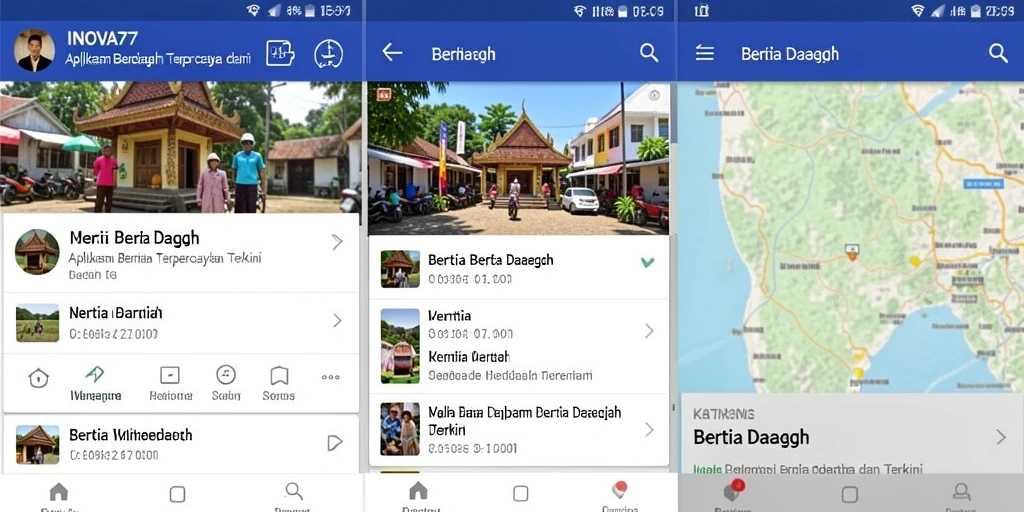 Tampilan antarmuka aplikasi INOVA77 menampilkan berita daerah terbaru.