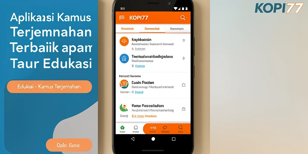 Screenshot aplikasi KOPI77 menampilkan antarmuka kamus terjemahan.