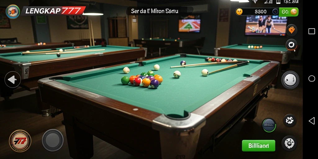 Antarmuka LENGKAP777 yang menarik dan intuitif untuk permainan billiard.