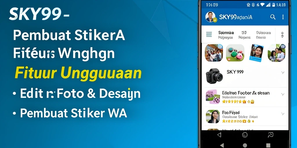 Tampilan antarmuka <strong>SKY99</strong> yang menarik dan mudah digunakan untuk membuat stiker.