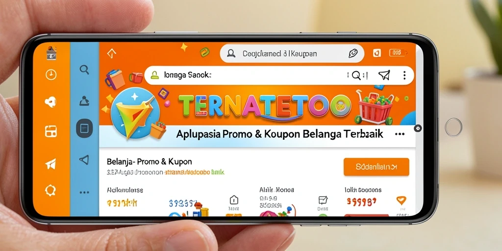 Antarmuka aplikasi TERNATETOTO menampilkan kupon dan promo menarik.