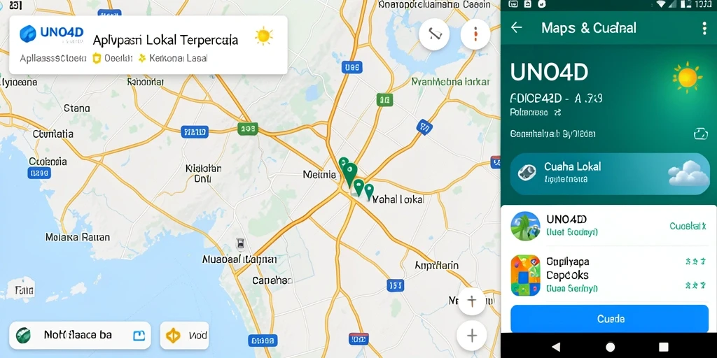 Screenshot utama UNO4D memperlihatkan ramalan cuaca lokal yang akurat.