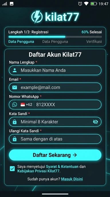 Cara Mudah Registrasi Akun kilat77 di Android